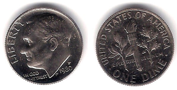 (195a) Estados Unidos de América. 1980(P). 1 Dime (EBC)