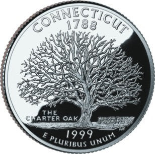 (297) Estados Unidos de América. 1999(D). Quarter Dollar (SC) Connecticut