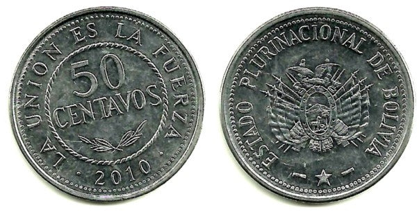 (216) Bolivia. 2010. 50 Centavos (EBC)