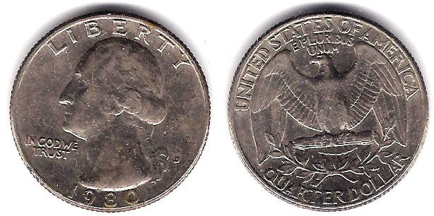 (164a) Estados Unidos de América. 1980(D). Quarter Dollar (MBC-)