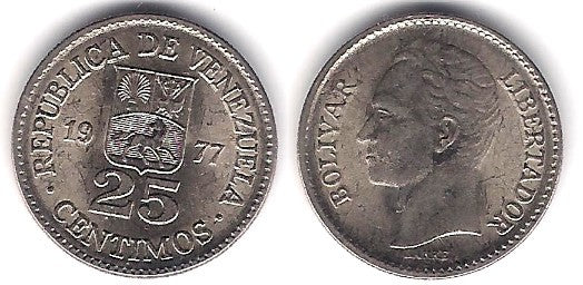 (Y50.2) Venezuela. 1977. 25 Céntimos (SC)