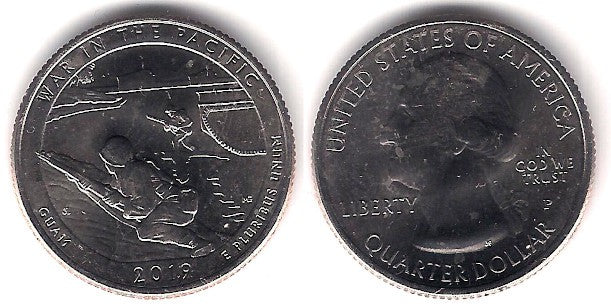 Estados Unidos de América. 2019(P). Quarter Dollar (SC) War in the Pacific