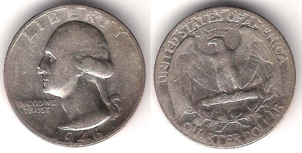 (164) Estados Unidos de América. 1946. Quarter Dollar (MBC) (Plata)