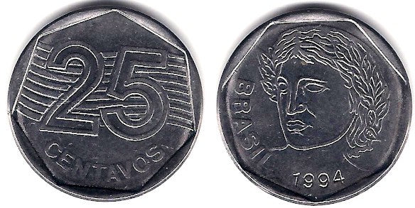 (634) Brasil. 1994. 25 Centavos (MBC+)