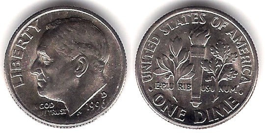 (195a) Estados Unidos de América. 1996(D). 1 Dime (SC)