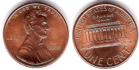 (201) Estados Unidos de América. 2002. 1 Cent (SC)