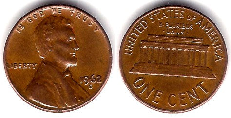 (201) Estados Unidos de América. 1962. 1 Cent (MBC)