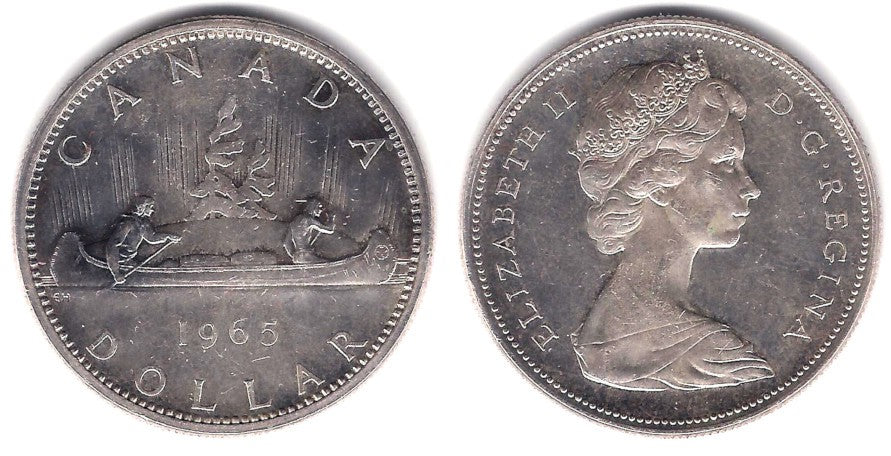 (64.1) Canadá. 1965. 1 Dollar (EBC) (Plata)