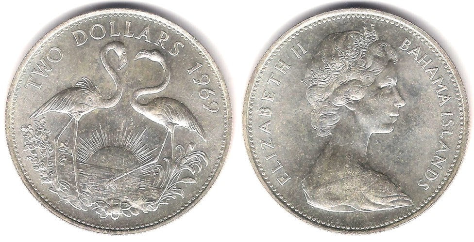 (9) Bahamas. 1969. 2 Dollars (SC) (Plata)