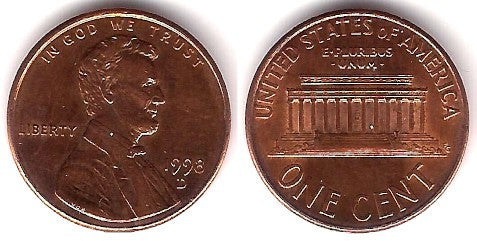 (201) Estados Unidos de América. 1998(D). 1 Cent (MBC-)