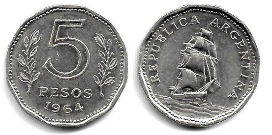 (59) Argentina. 1964. 5 Pesos (MBC-)