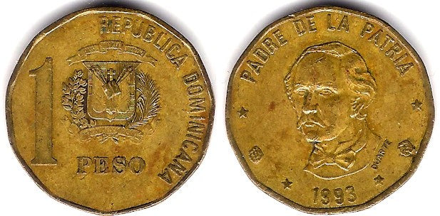 (80) República Dominicana. 1993. 1 Peso (BC)