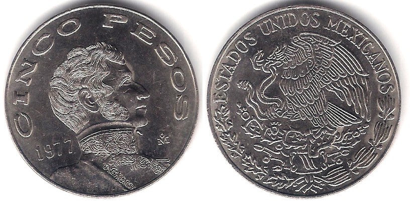 (472) Estados Unidos Mexicanos. 1977. 5 Pesos (EBC+)