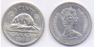 (60.2a) Canadá. 1988. 5 Cents (SC)