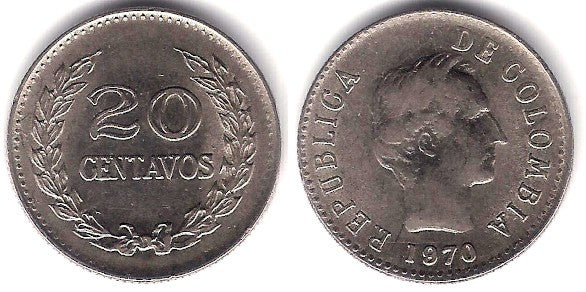 (237) Colombia. 1970. 20 Centavos (EBC+)