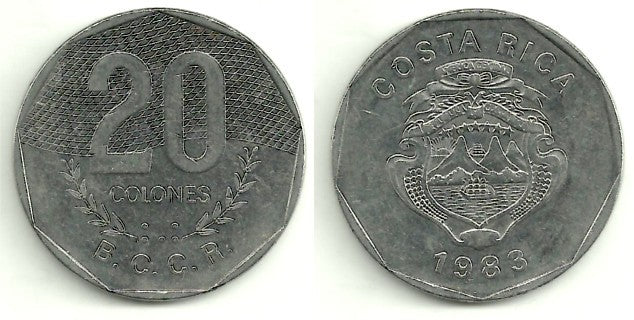 (216.1) Costa Rica. 1983. 20 Colones (MBC)