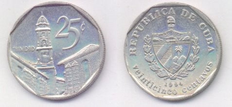 (557.1) Cuba. 1994. 25 Centavos (EBC)