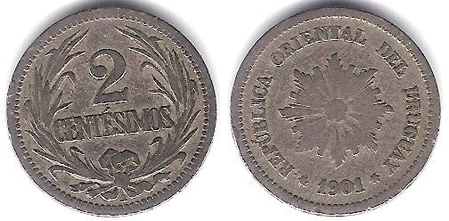 (20) Uruguay. 1901. 5 Centesimos (BC+)