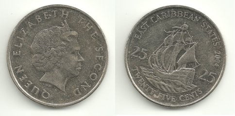 (38) Estados Orientales Caribeños. 2004. 25 Cents (EBC)