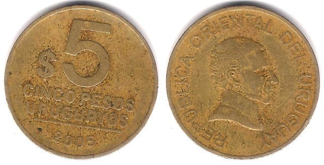 (120.2) Uruguay. 2005. 5 Pesos (BC+)