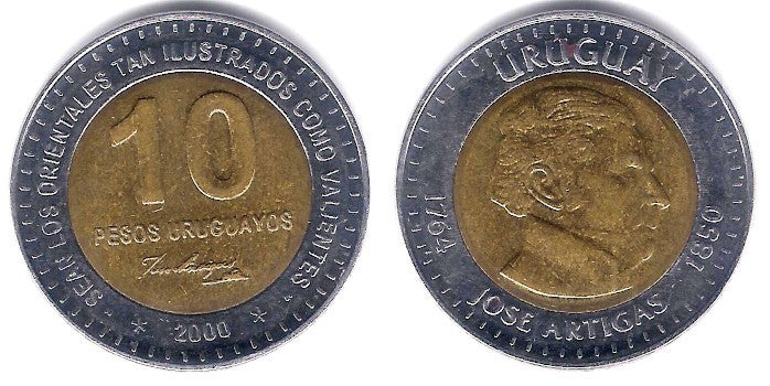 (121) Uruguay. 2000. 10 Pesos (MBC)