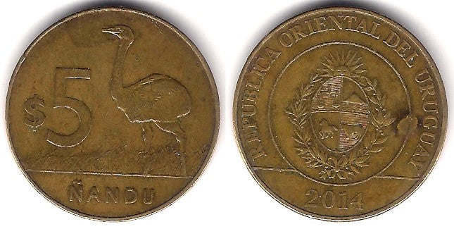 (137) Uruguay. 2014. 5 Pesos (MBC-)