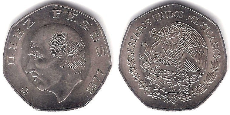 (477.1) Estados Unidos Mexicanos. 1977. 10 Pesos (EBC)