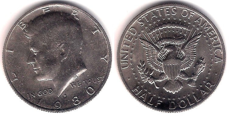 (A202b) Estados Unidos de América. 1980(P). Half Dollar (MBC+)