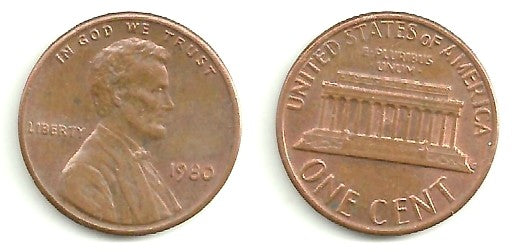 (201) Estados Unidos de América. 1980. 1 Cent (BC)