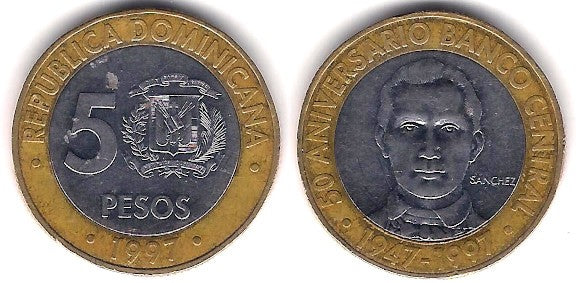 (88) República Dominicana. 1997. 5 Pesos (MBC)