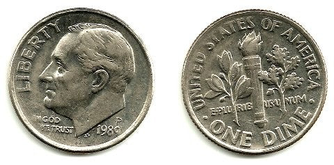 (195a) Estados Unidos de América. 1989(P). 1 Dime (SC)