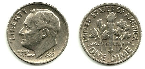 (195A) Estados Unidos de América. 1982(P). 1 Dime (EBC)