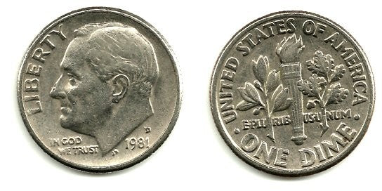 (195a) Estados Unidos de América. 1981(D). 1 Dime (EBC)