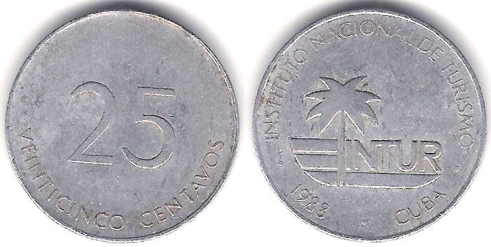 (419) Cuba. 1988. 25 Centavos (BC+/BC)
