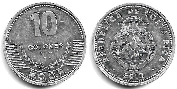 (228b) Costa Rica. 2012. 10 Colones (MBC+)