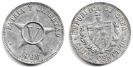 (34) Cuba. 1968. 5 Centavos (MBC)