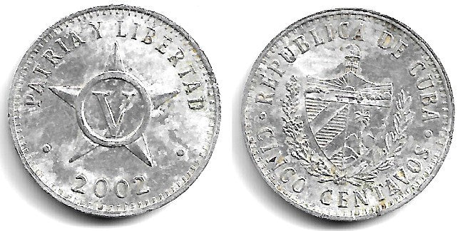 (34) Cuba. 2002. 5 Centavos (BC+)
