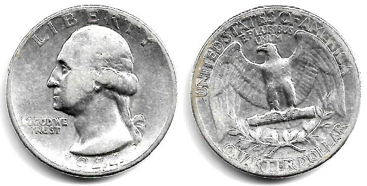 (164) Estados Unidos de América. 1944. Quarter Dollar (BC+/MBC-) (Plata)