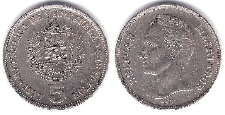 (Y53.1) Venezuela. 1977. 5 Bolivares (MBC)