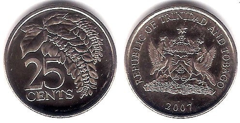 (32) Trinidad y Tobago. 2007. 25 Cents (SC)