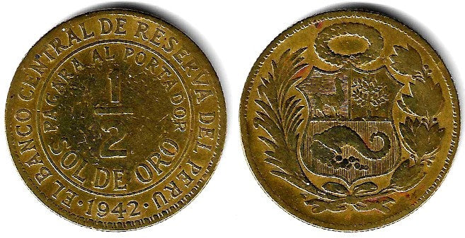(220.5) Perú. 1942. ½ Sol de Oro (BC/BC-)