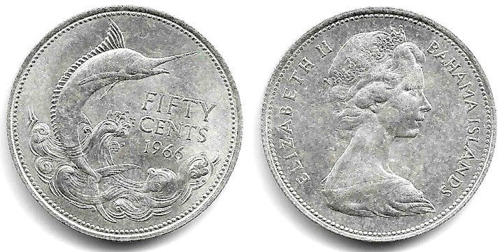 (7) Bahamas. 1966. 50 Cents (SC) (Plata)