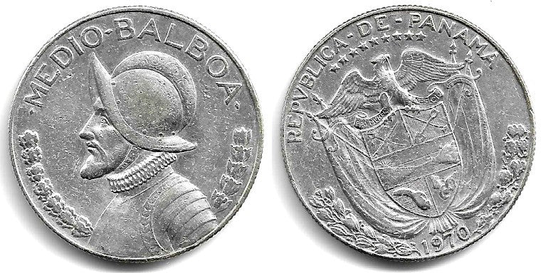 (12a.1) Panamá. 1970. ½ Balboa (MBC+) (Plata)
