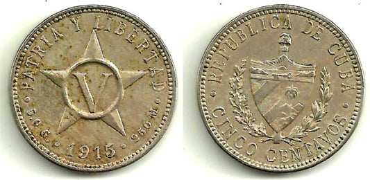 (11.1) Cuba. 1915. 5 Centavos (MBC)
