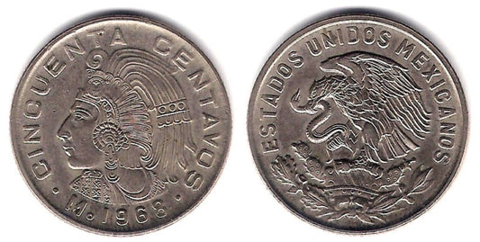 (451) Estados Unidos Mexicanos. 1968. 50 Centavos (EBC+)