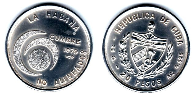 (44) Cuba. 1979. 20 Pesos (SC) (Plata)