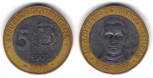 (88) República Dominicana. 1997. 5 Pesos (BC+)