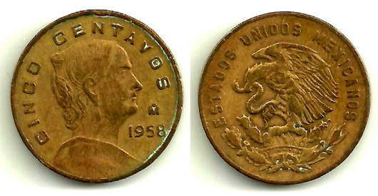 (426) Estados Unidos Mexicanos. 1958. 5 Centavos (BC)