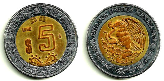 (605) Estados Unidos Mexicanos. 1998. 5 Pesos (MBC)