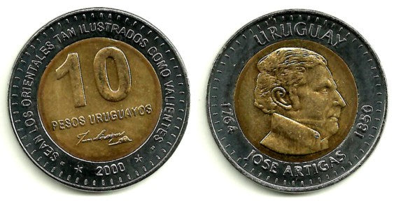 (121) Uruguay. 2000. 10 Pesos (SC)